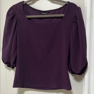 SHEIN Deep Purple Puff Sleeve Blouse
